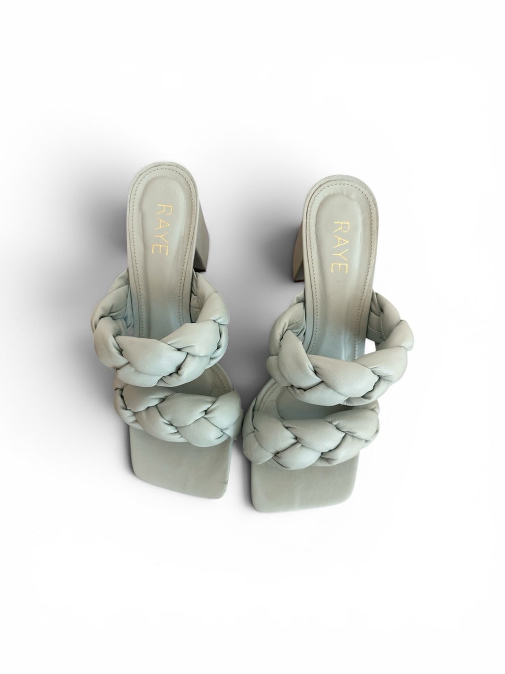 RAYE Braided Double-Strap Block Heels in Powder Blue - Picture 2 of 7